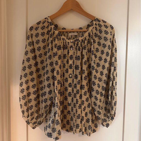 DÔEN Women's Jiana Floral Cotton Blouse - Ivory Meadow Sweet Floral - Size M - Picture 4 of 9